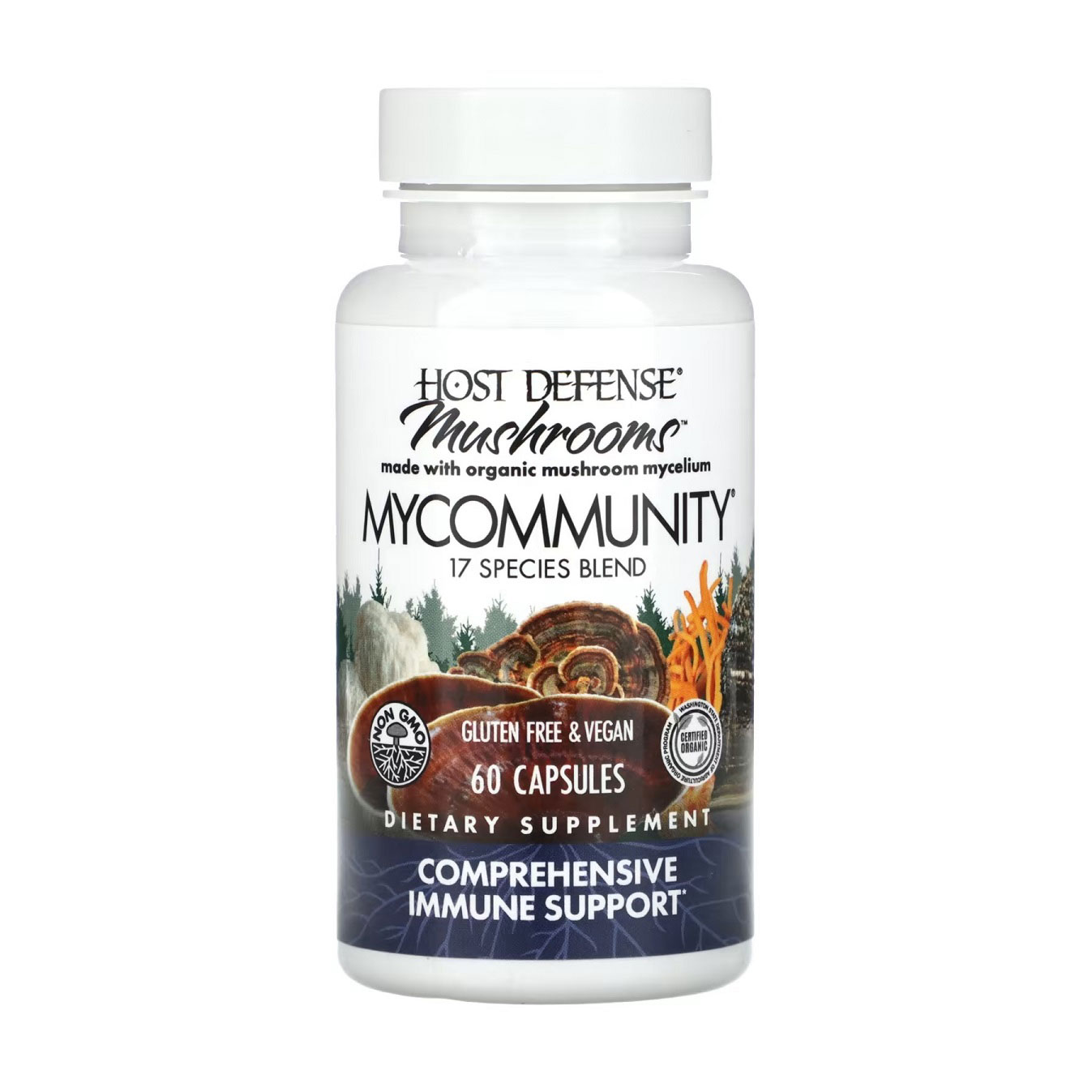 Комплекс із 17 грибів Fungi Perfecti Mushrooms Comprehensive Immune Support Підтримка імунітету, 60 капсул